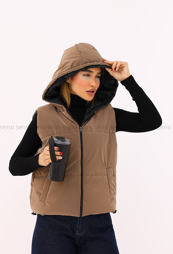 پافر آستر دار زنانه کوتاه سیلیکونی کلاه دارکد1006676